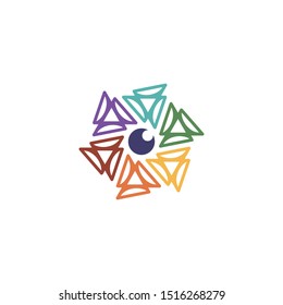 Hexagon lens logo design vector colorful