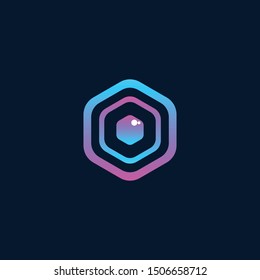 Hexagon Lens Pixel Creative modern Logo