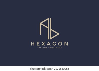 hexagon letter A B logo vector