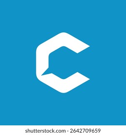 Hexagon Letter C Chat logo design vector template