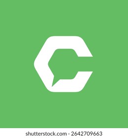 Hexagon Letter C Chat logo design vector template