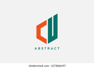 hexagon letter c and u logo template