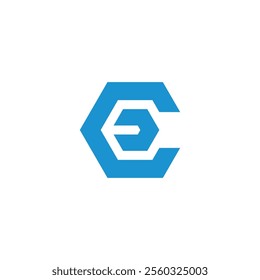 Hexagon Letter CE EC Logo design vector template