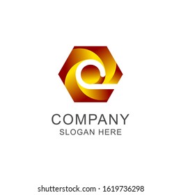 Hexagon Letter E  in gradient color logo design vector illustration template