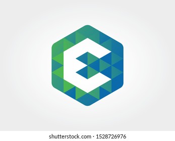 Hexagon Letter E Icon suitable for technology, multimedia, software or application.