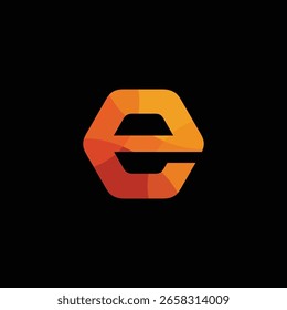 Letra hexágona E modelo de vetor de design de logotipo