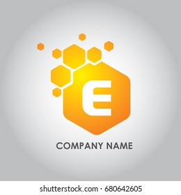 Hexagon Letter E Logo Design Vector Illustration. Usable as Techno and electronic company.