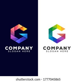 letra hexagonal G gradiente logotipo combinación de colores plantilla vectorial