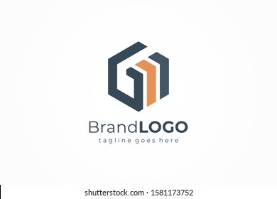 Hexagon Letter G and M Construction Architecture Building Logo. Flat Vector Logo Design Template Element