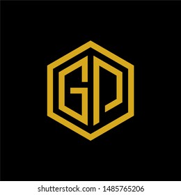 Hexagon letter GP logo design. Modern geometric initial logo concept. Golden flat design vector