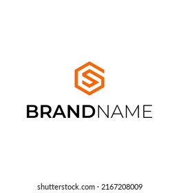 hexagon and letter GS logo design concept