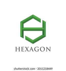 Hexagon and letter H icon. Green Hexagonal Logo design. Vector Illustration.