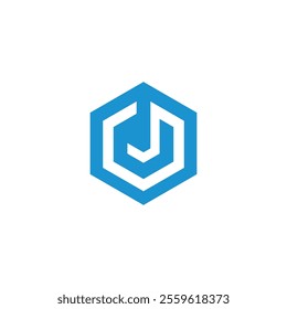 Hexagon Letter J Logo design vector template