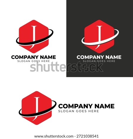 Hexagon Letter J Logo Design - Professional Red Monogram for Tech, Global Logistics, and Corporate Brand Identity Vector