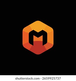Hexagon Letter M Logo Design Vector Template