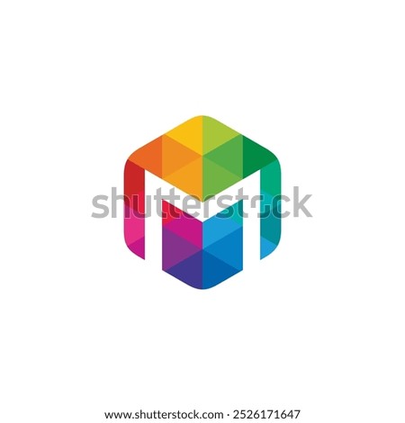 Hexagon Letter M Logo design vector template