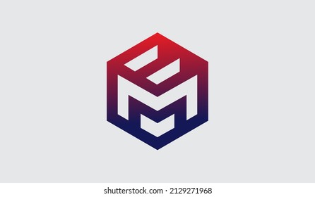Letra hexagonal M Diseño de logotipo