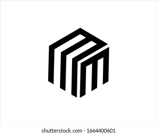 hexagon letter MM logo vector