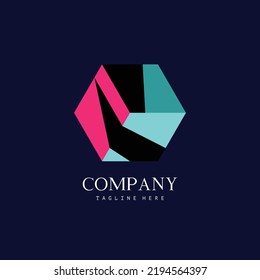 Hexagon Letter N Logo in 3d illusion style. Beautiful initial logo design for company or personal branding. EPS8.