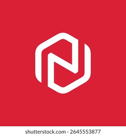 Hexagon Letter N Logo design vector template
