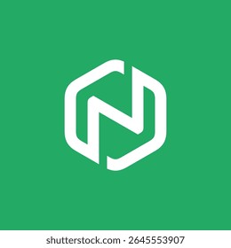 Hexagon Letter N Logo design vector template