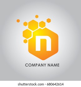 Hexagon Letter N Logo Design Vector Illustration. Usable as Techno and electronic company.