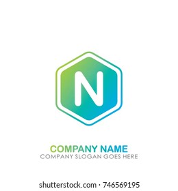Hexagon Letter N Logo Design, isolated Vector Illustration