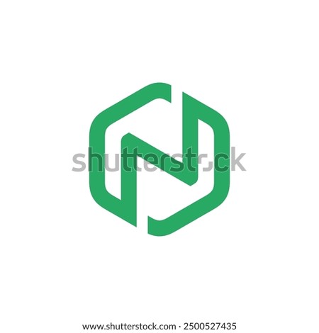 Hexagon Letter N Logo design vector template