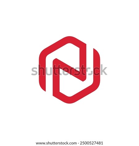 Hexagon Letter N Logo design vector template