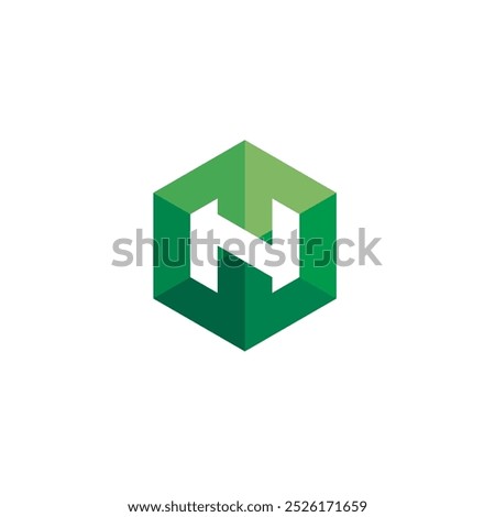 Hexagon Letter N Logo design vector template