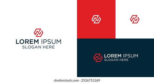 Letra hexágono N logotipo vetorial com conceito de gradiente moderno