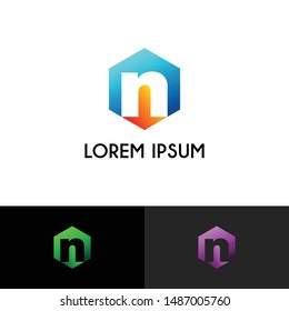 Hexagon Letter N simple logo icon design vector