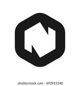 hexagon with letter N vector logo.