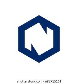 hexagon with letter N vector logo.