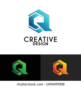 hexagon Letter Q simple logo icon design vector