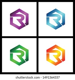 hexagon Letter R simple logo icon design vector