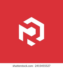 Hexagon letter R vector logo design template