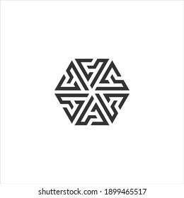 hexagon letter A rotated logo design