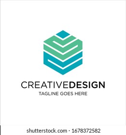 Hexagon Letter S and C abstract Logo Vector