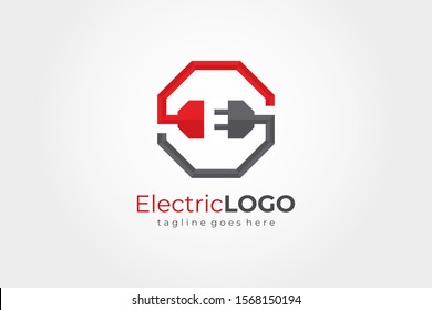 Hexagon Letter S and E Cable Plug Electricity Logo. Flat Vector Logo Design Template Element