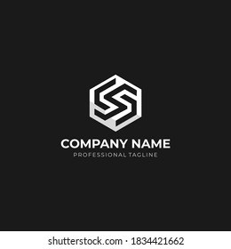 hexagon letter s logo vector illustration. geometric monogram design isolated on black background