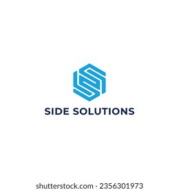 Hexagon letter S or SS initial logo design vector graphic idea creative in blue color isolated in a white background applied for business and consulting logo design inspiration template