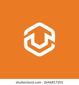 Hexagon Letter U logo design vector template