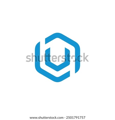 Hexagon Letter U logo design vector template