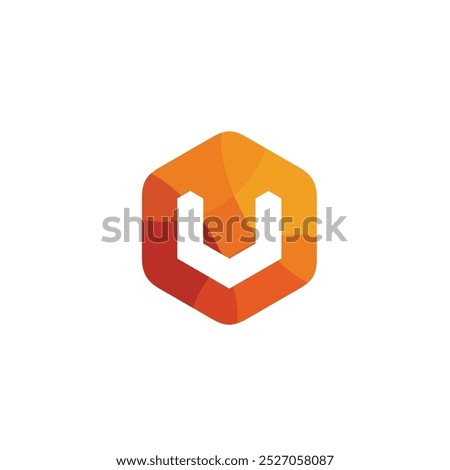 Hexagon Letter U Logo design vector template