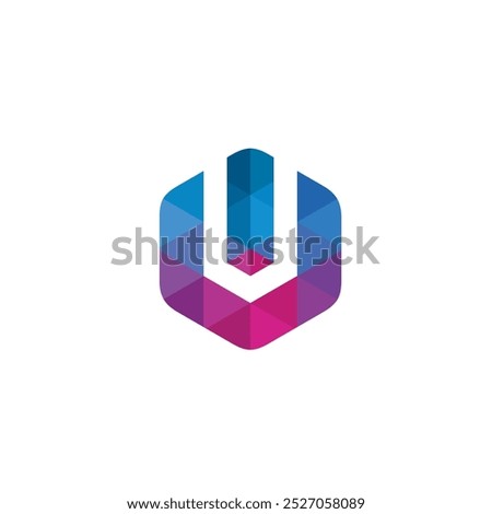 Hexagon Letter U Logo design vector template