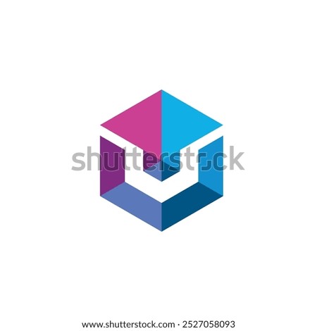 Hexagon Letter U Logo design vector template