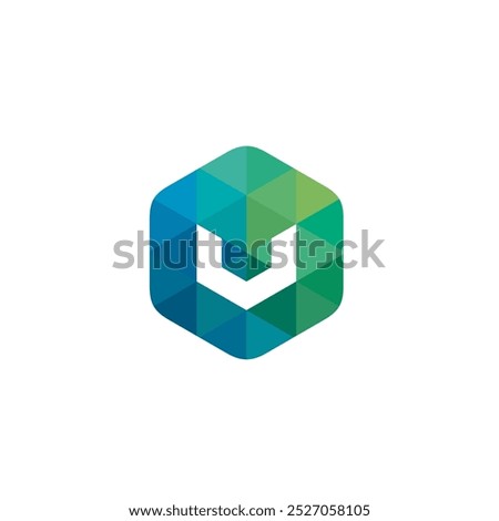 Hexagon Letter U Logo design vector template