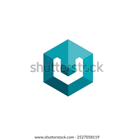 Hexagon Letter U Logo design vector template