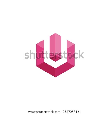 Hexagon Letter U Logo design vector template